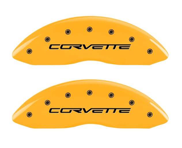 C6 Corvette MGP Caliper Covers Yellow with Black Grand Sport
