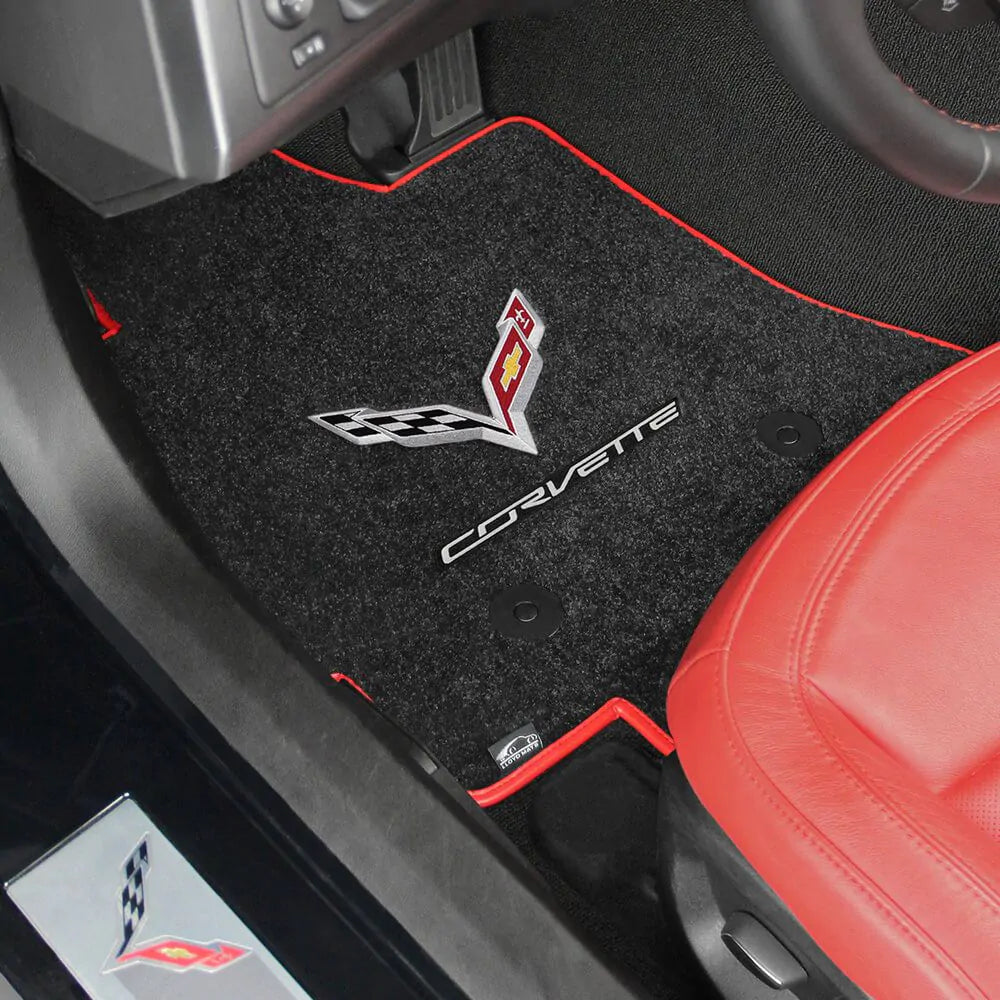 Lloyd Mats Corvette floor mats guide for C5 C6 C7 and C8 showing fitment, retention systems, and material differences