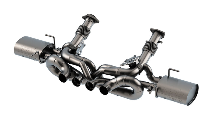 Borla ATAK 140957 cat-back exhaust for the C8 Corvette Z06, complete stainless system with the center quad outlets and both NPP valve actuators