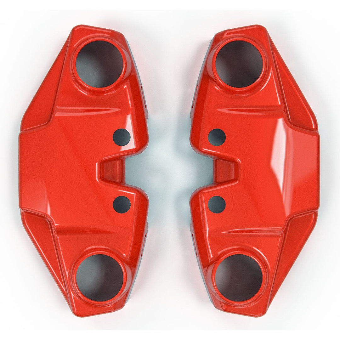C8 Corvette ACS left and right e-brake caliper covers shown in bright red