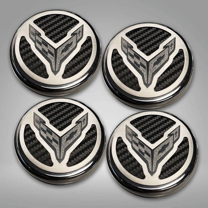 Black C8 Corvette Logo Engine Caps