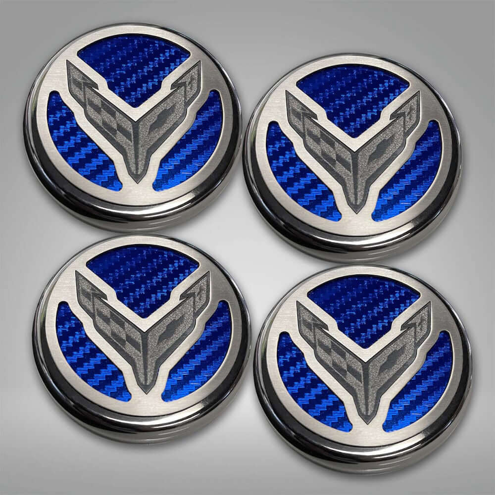 C8 Corvette American Car Craft Cross Flags Logo Fluid Caps