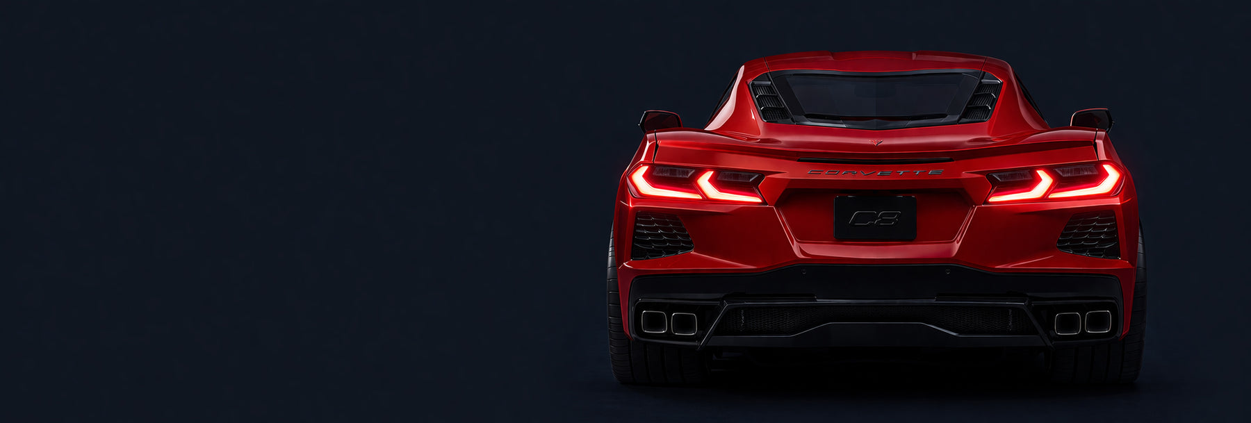 Custom Corvette Accessories Contact Background Image Red Corvette C8.