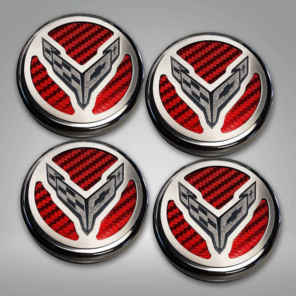 C8 Corvette American Car Craft Cross Flags Logo Fluid Caps