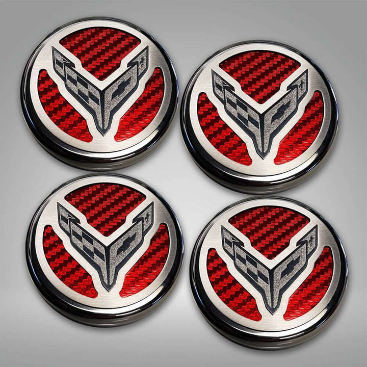 C8 Corvette American Car Craft Cross Flags Logo Fluid Caps