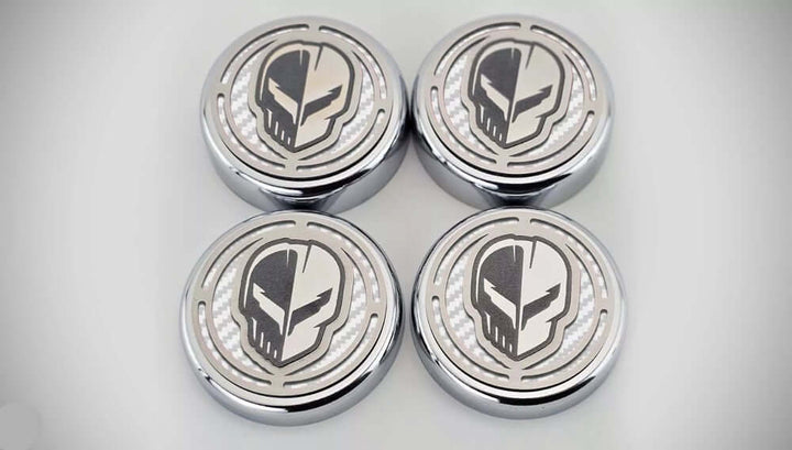 White C8 Corvette Jake Fluid Caps
