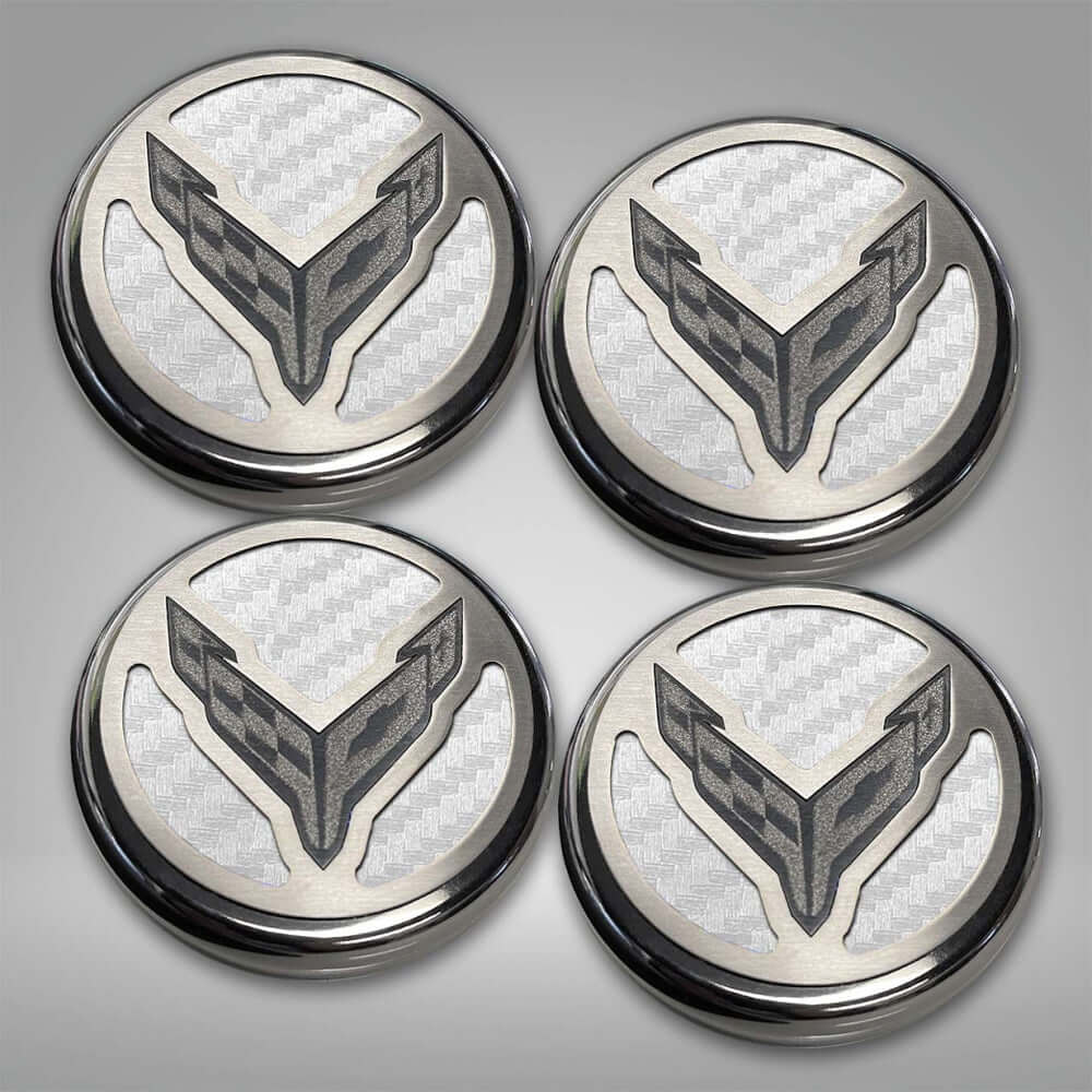 C8 Corvette American Car Craft Cross Flags Logo Fluid Caps