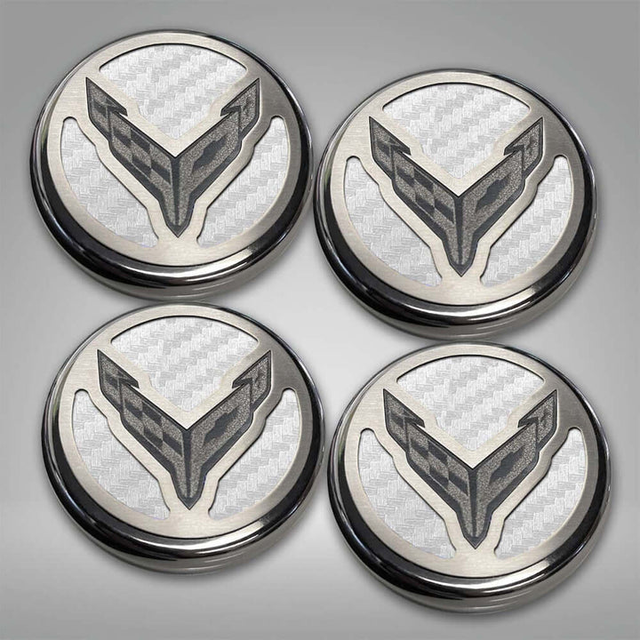 C8 Corvette American Car Craft Cross Flags Logo Fluid Caps