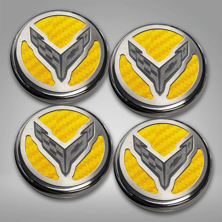 Yellow C8 Corvette Logo Engine Caps