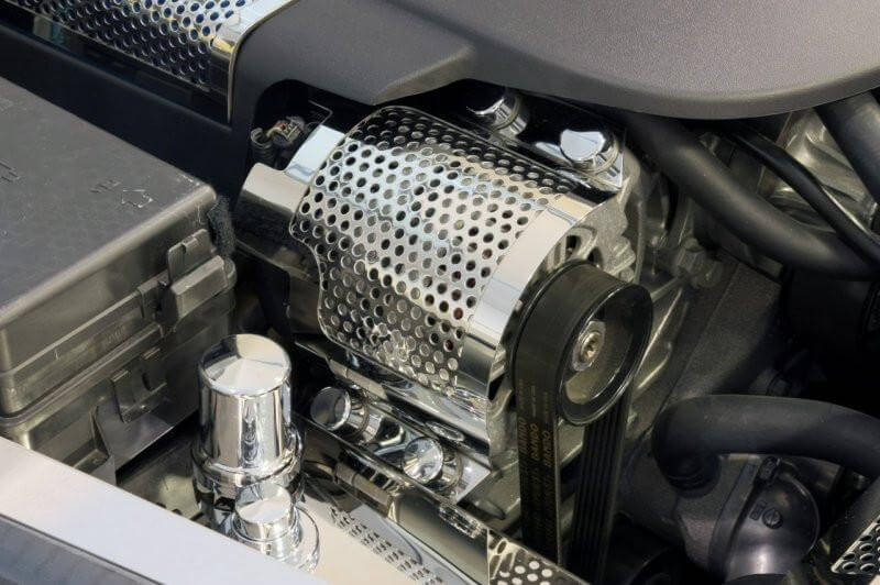 ACC 043068 perforated alternator cover installed in a C6 ZR1 engine bay