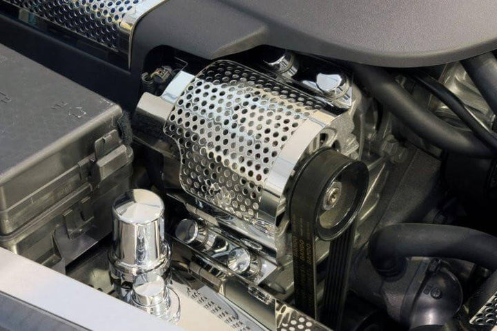 ACC 043068 perforated alternator cover installed in a C6 ZR1 engine bay