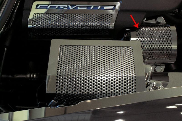 Overhead view identifying ACC 043068 among C6 ZR1 engine trim