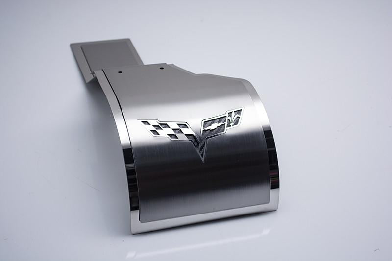 Angled view of ACC 043122 layered stainless alternator cover