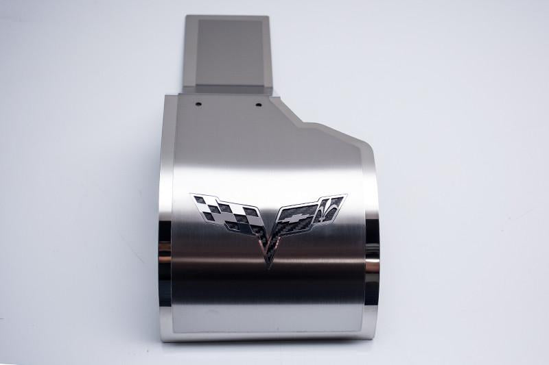 ACC 043122 deluxe alternator cover with crossed-flags emblem