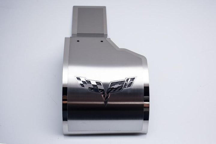 ACC 043122 deluxe alternator cover with crossed-flags emblem