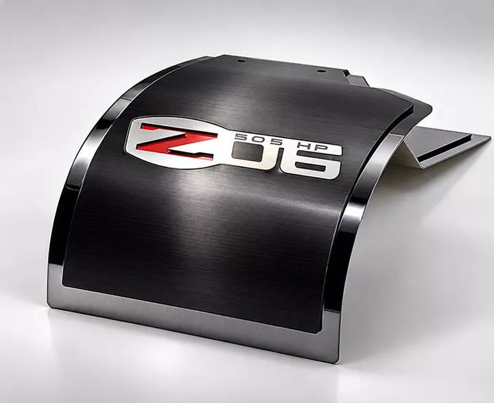 ACC 043141 black brushed and polished alternator cover with Z06 emblem