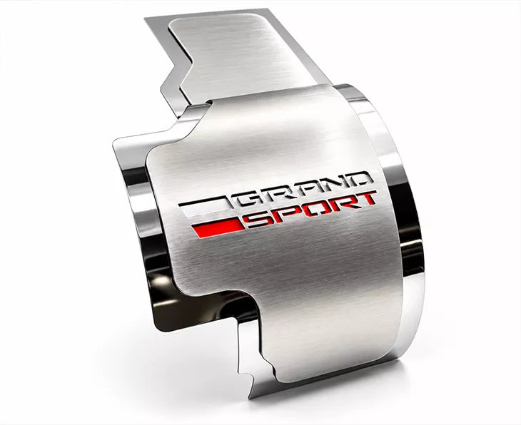 ACC 053171 Grand Sport alternator cover with polished base and brushed stainless top