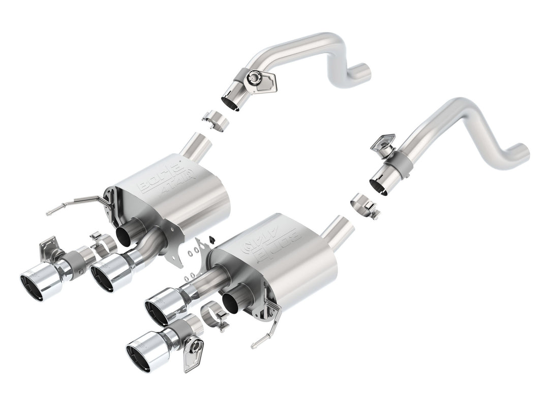 Borla ATAK 11856 axle-back for 2017–2019 C7 Corvette Grand Sport automatic with NPP, quad center exit, 4.25-inch polished intercooled tips