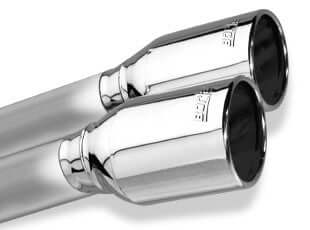 4.25 inch polished exhaust tips close-up on Borla S-Type 11874 (C7 Corvette quad exit)