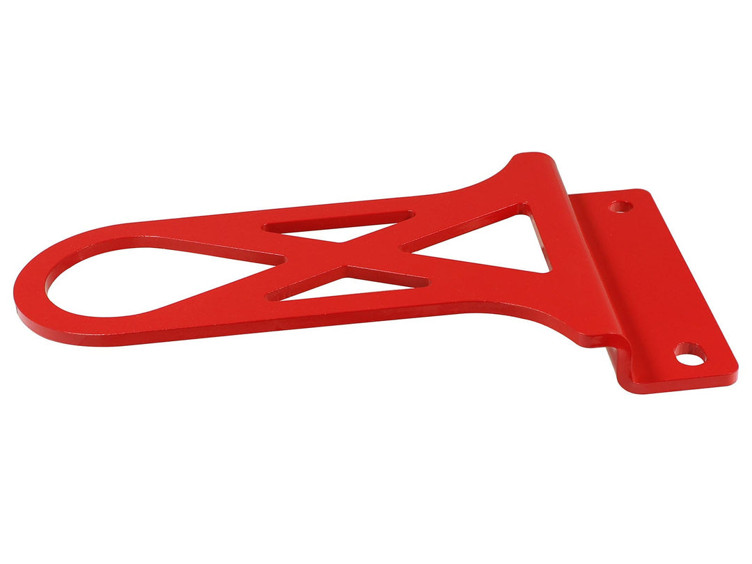 Red aFe CONTROL PFADT Series front tow hook detail for C5 Corvette
