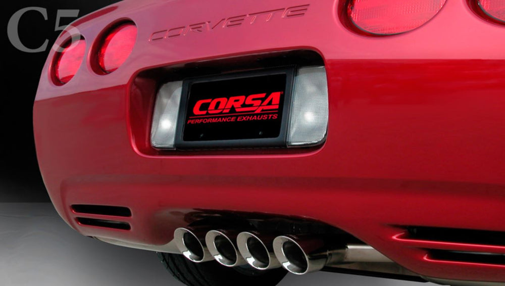C5 Corvette CORSA Tigershark exhaust tips rear view installed
