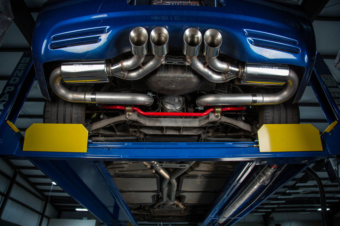 Installed Hooker BlackHeart 70401343-RHKR axle back exhaust on 1997-2004 C5 Corvette
