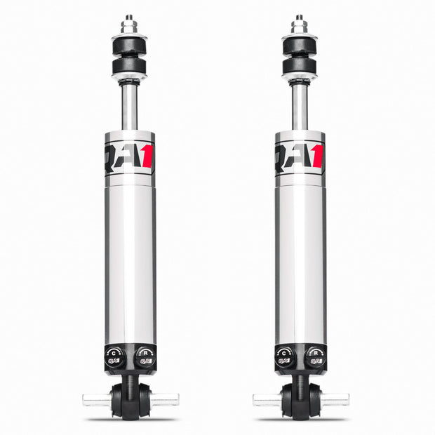 C5 Corvette QA1 Stocker-Star double-adjustable front shocks shown as a complete pair for 1997–2004 fitment.
