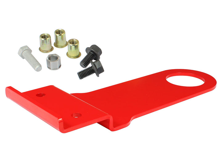 Red aFe CONTROL PFADT front tow hook for 2005-2013 C6 Corvette
