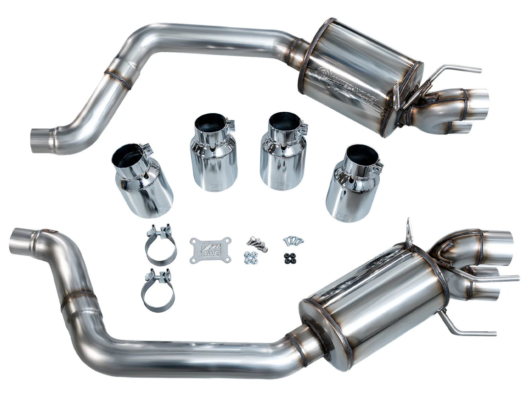 AWE Touring Edition axle-back kit components for 2005–2008 C6 Corvette Base LS2/LS3