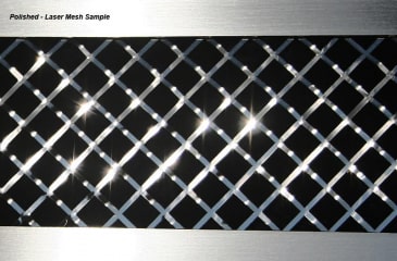 American Car Craft polished Laser Mesh finish sample showing the diamond pattern; not a complete grille