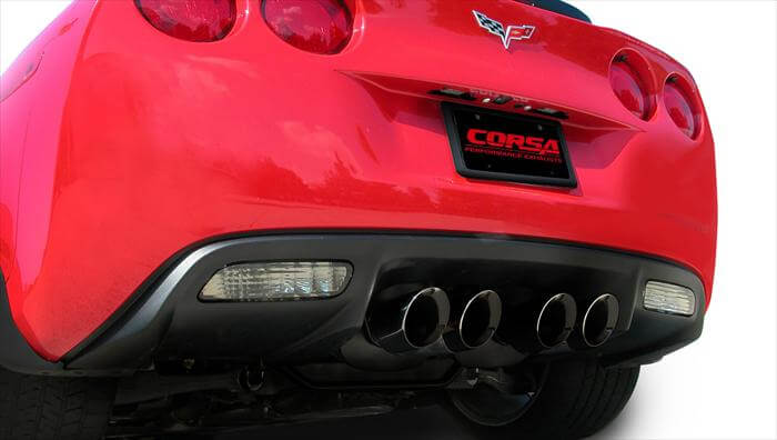 CORSA cat-back muffler section detail for 2008–2013 C6 Corvette LS3.