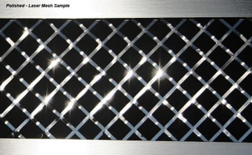 American Car Craft polished Laser Mesh finish sample with a diamond pattern; not a complete front grille
