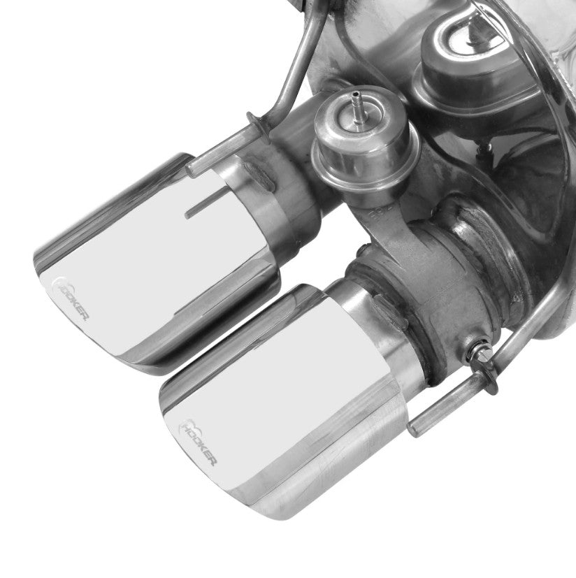 Hooker BlackHeart polished quad tips on 70401313-RHKR axle back exhaust for C6 Corvette