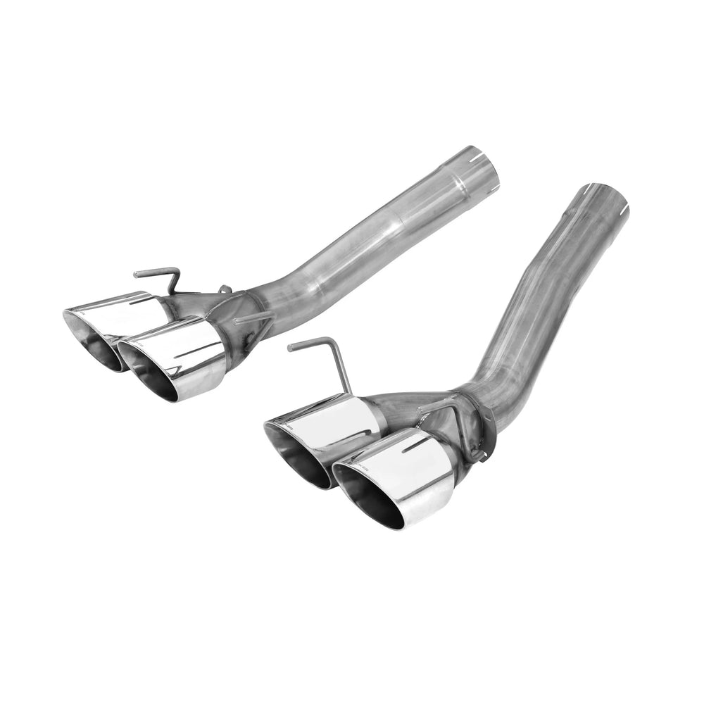Hooker BlackHeart polished quad tips on 70401314-RHKR straight pipe axle back exhaust for C6 Corvette