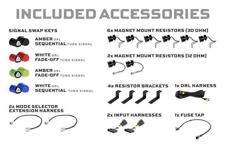 Morimoto LF2-460 signal swap keys for C6 Corvette daytime running light and turn signal settings
