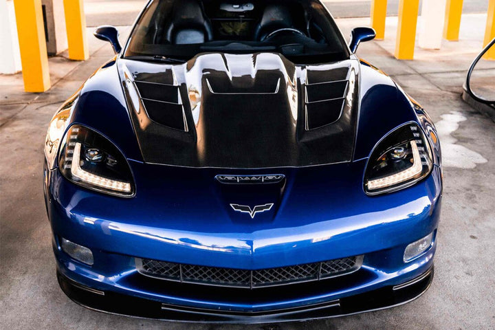 Morimoto XB Gen I LED headlights installed on the front of a 2005-2013 C6 Corvette