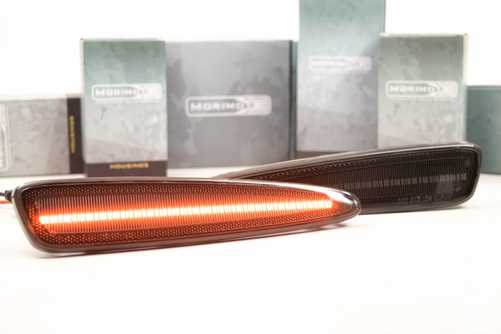 Morimoto XB LED front amber side marker pair illuminated for 2005-2013 C6 Corvette