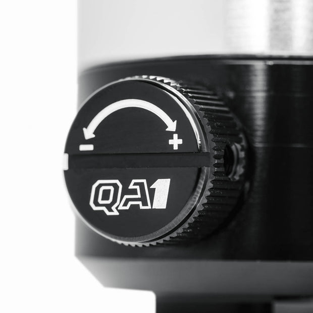 Detail view of QA1 single-adjustment dial on Stocker-Star front shock used to fine-tune damping on C6 Corvette.