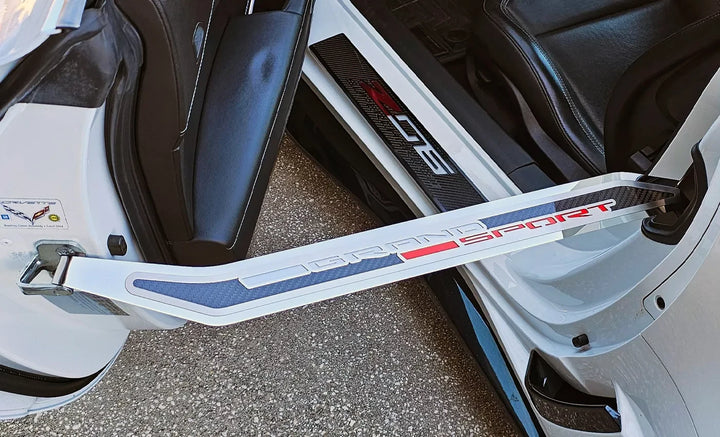 C7 Corvette ACC grand sport door prop, driver script close up