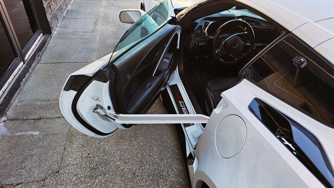 C7 Corvette ACC perforated door prop, driver installed