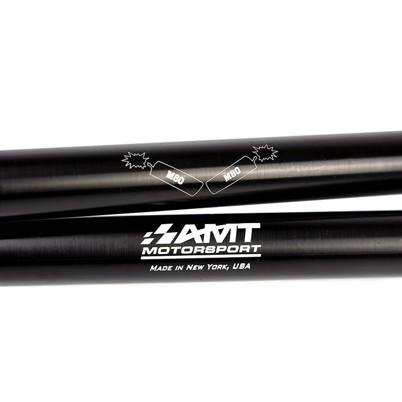 AMT Motorsport logo close-up on M80 adjustable toe links for 2014–2019 C7 Corvette.