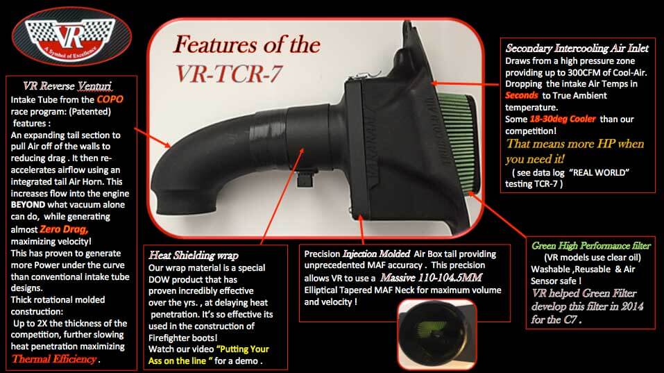 VaraRam TCR-7 feature sheet for 2017-2019 C7 Corvette Grand Sport LT1 intake system