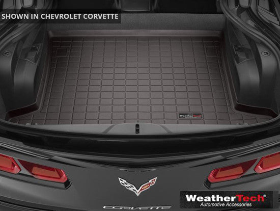 Cocoa WeatherTech Cargo Liner for the rear cargo area of a 2017-2019 C7 Corvette Grand Sport.