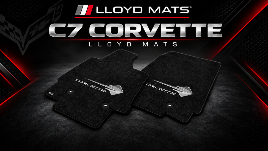 C7 Corvette Lloyd Mats custom-fit floor mats with Corvette logo for 2014–2019 Stingray, Grand Sport, Z06 and ZR1 models.