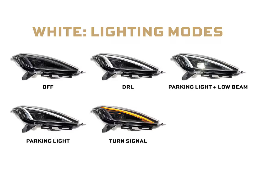 Morimoto LF779 Gen II C7 Corvette headlight in white daytime running light mode