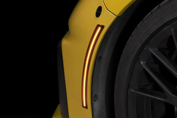 Morimoto XB LED front side marker illuminated on a 2014-2019 C7 Corvette