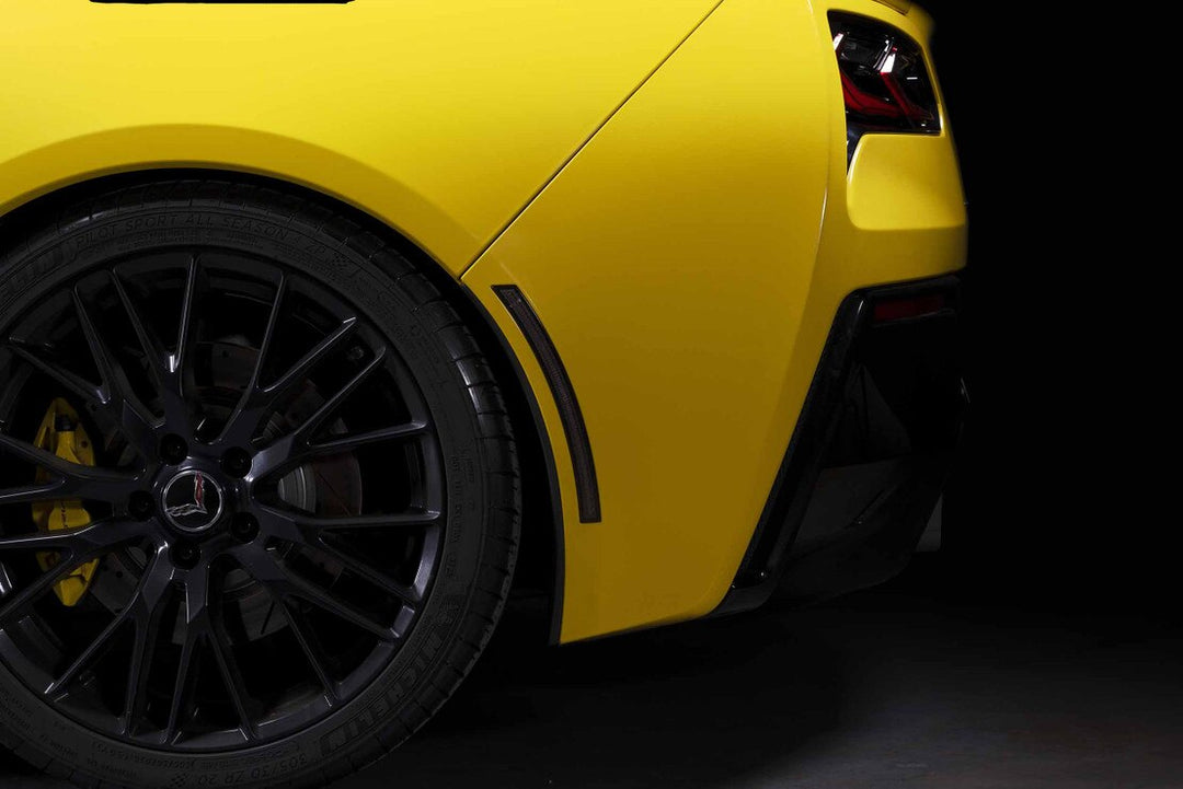 Morimoto XB LED side markers installed on the rear of a 2014-2019 C7 Corvette