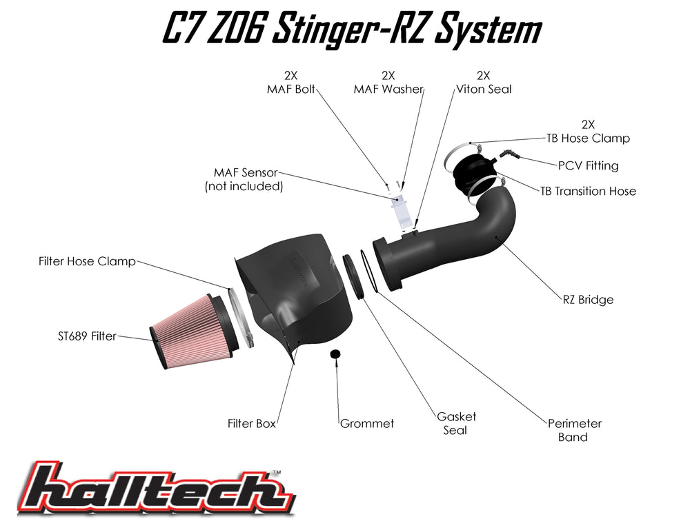 Halltech Stinger RZ intake tube for 2015–2019 C7 Corvette Z06 supercharged LT4