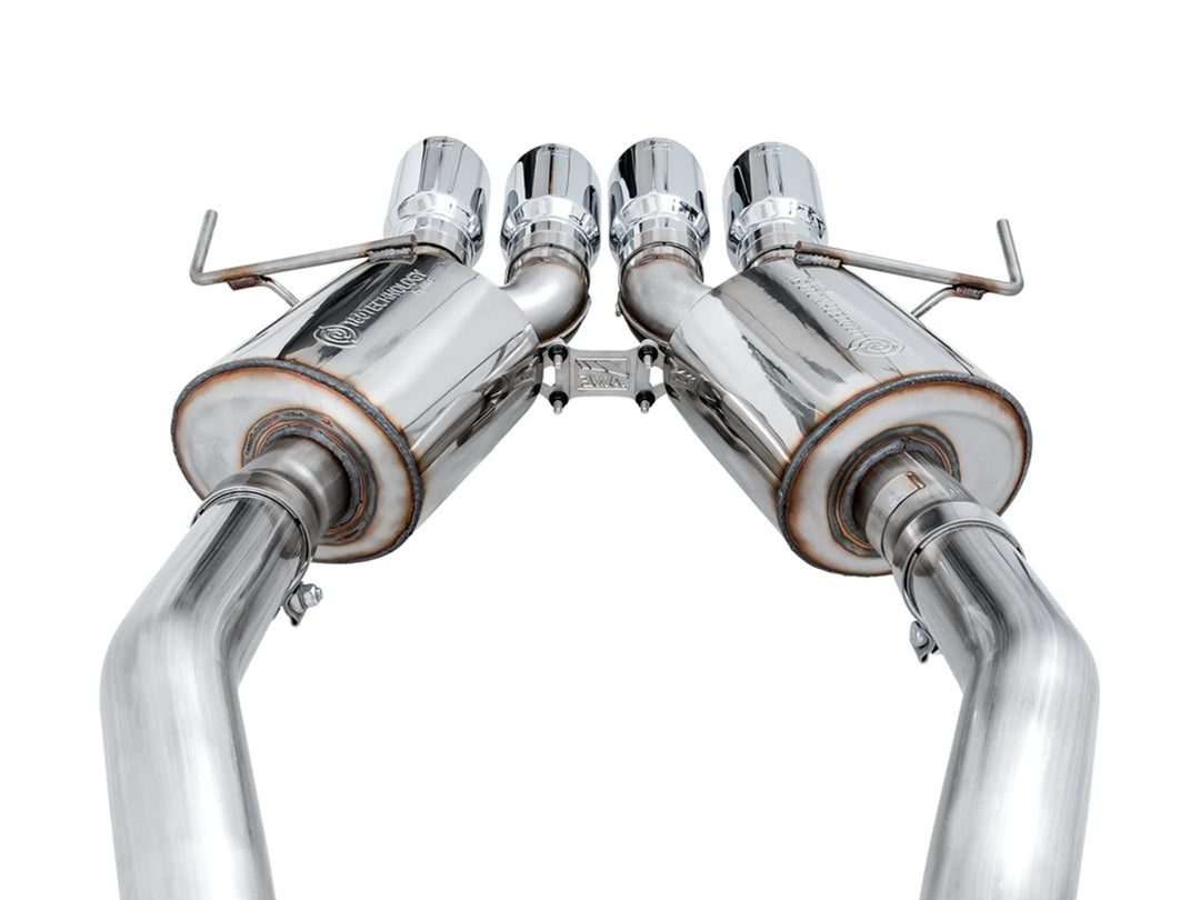 AWE Touring muffler assemblies and four Chrome Silver tips on the 3015-42133 axle-back