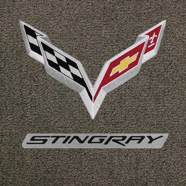 C7 Stingray Lloyd Mats Luxe with silver Cross Flags and black Stingray script
